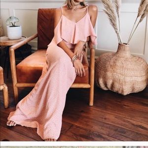 Flynn Skye dotted pink maxi dress